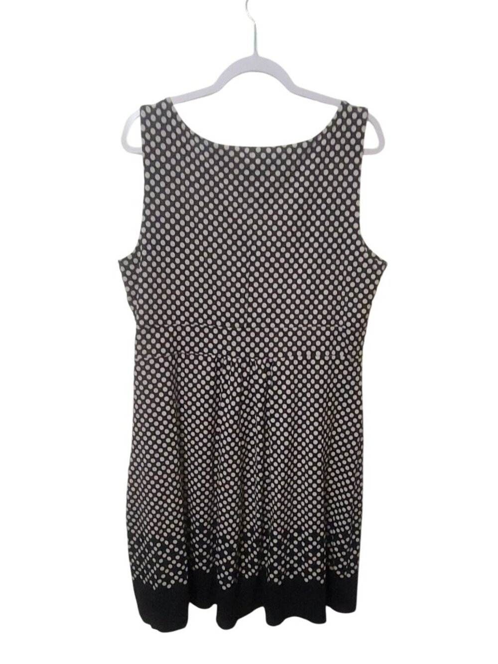 Lands End Black & White Polka Dot Sleeveless Dress XL 18 Retro Comfort Cotton Bl - Picture 2 of 13